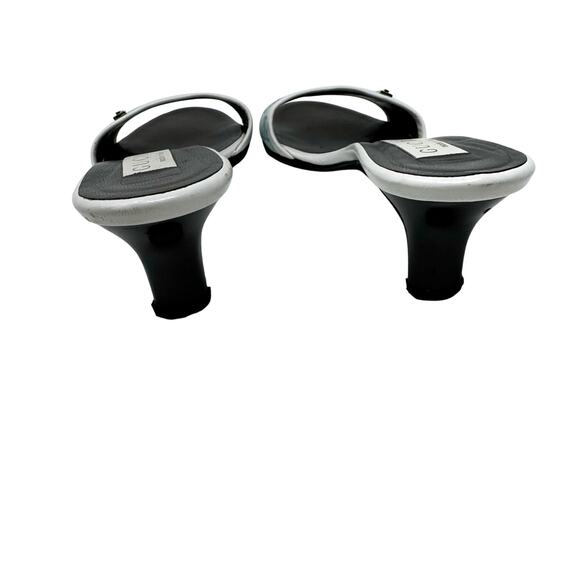 Gucci Monogram Canvas Kitten Heel Slides Blue White Logo Mules Sandals 7.5 - Picture 7 of 9